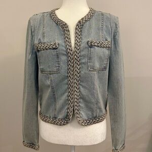 Women's Denim Jacket with Braided Trim
